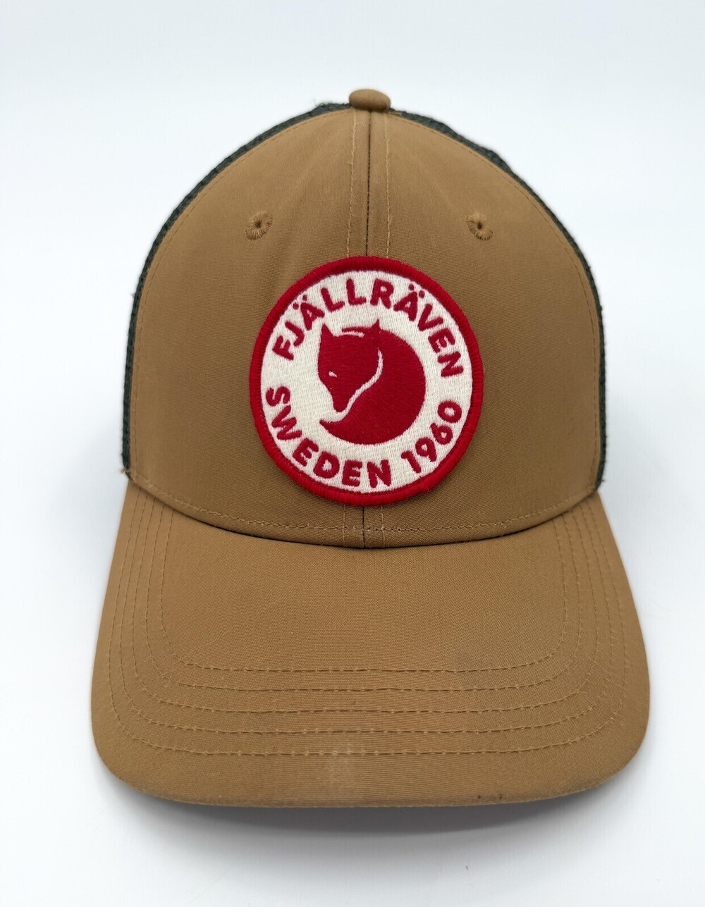 Fjällräven Hat Cap Snap Back Brown Green Trucker Mesh Patch Sweden 1960 Mens